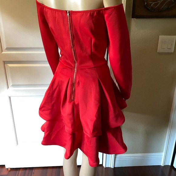 41 - RED LONG SLEEVE MINI DRESS - Picture 11 of 15